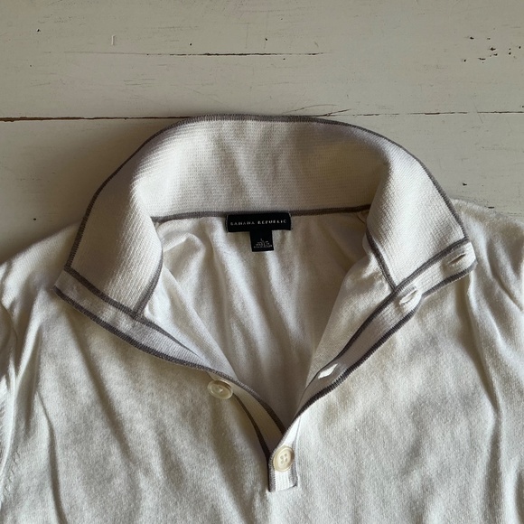 Banana Republic 1/4 button front ivory cotton sweater Large - Picture 3 of 11